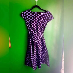CLEARANCE! Purple & Black Rockabilly Pinup polka dot swing dress Size Small